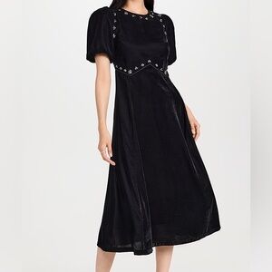 Sea New York Black Midi Dress with Embellishments